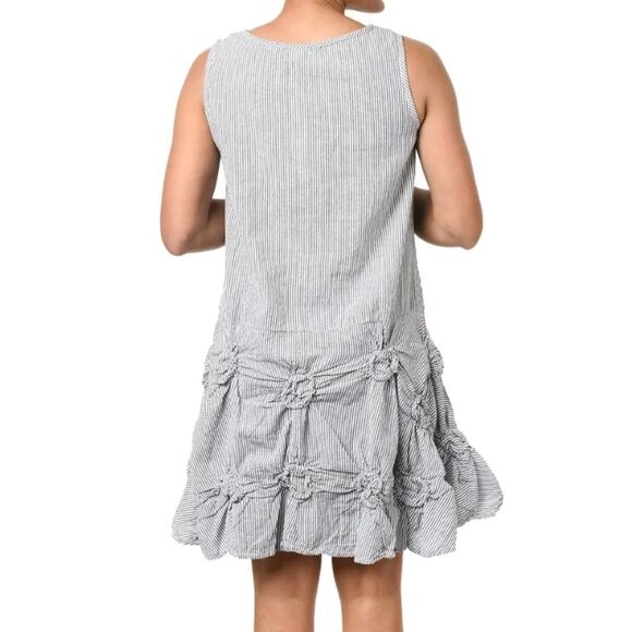 Tulip Matilda Tunic Dress Size Murphy Seersucker Stripe Coastal Lagenlook - Picture 2 of 12